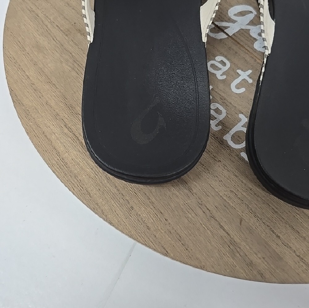 Olukai Ho’Opio Women’s Flip Flops  Bone Stripe Wimens Size 11 - Picture 14 of 15